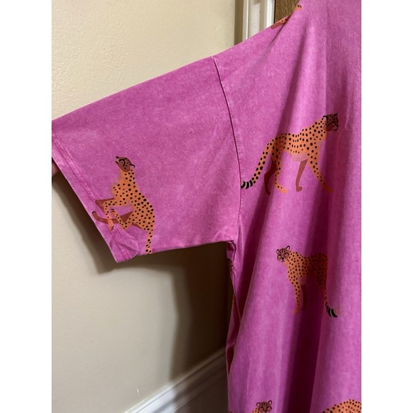 NEW Easel Mineral Wash Pink Cheetah T-shirt Shift Dress Pockets 2X New With Tags - Picture 10 of 13